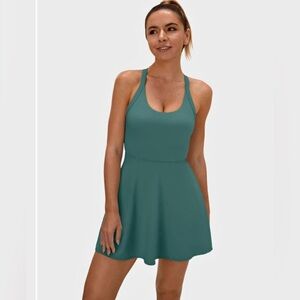 HALARA Teal Green Racerback Fit-and-Flare Dress